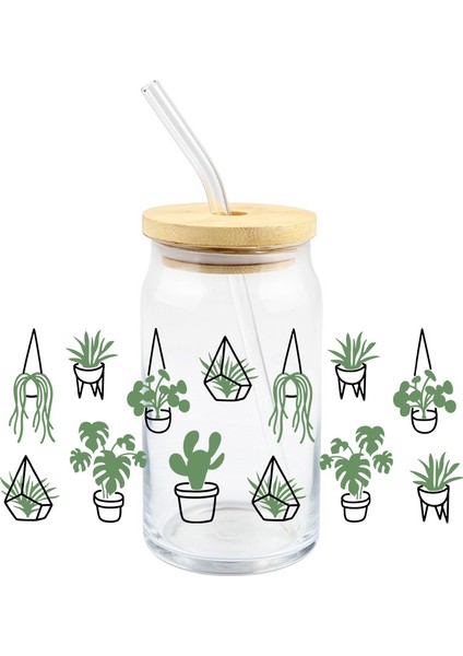 S101 Yeşil Bitki Etiket Uv Dtf Transferi Sarar Cam Bardak 12 Oz 16 Oz 20 Oz 24 Oz Moda Kız Dıy Cam Şişe Su Geçirmez Çıkartmaları (Yurt Dışından) indirimleri