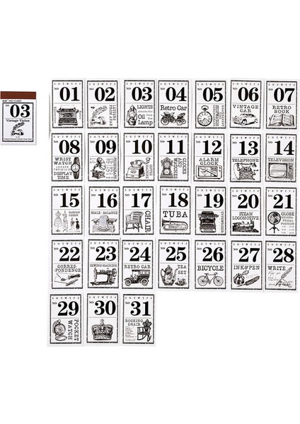 Stil 3 Takvim Not Çıkartmaları Malzeme Kitap Vintage Fazlı Ay Fatura Bilet Çıkartmalar Estetik Albüm Numarası Çıkartmalar Scrapbooking Günlüğü (Yurt Dışından)