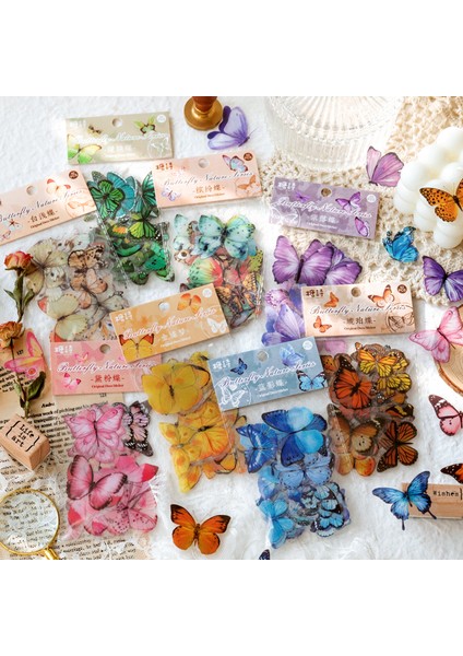 A-Butterfly 40 Adet Pet Sevimli Vintage Kelebek Çıkartmalar Estetik Paketi Dizüstü Önemsiz Dergisi Aksesuarları Önemsiz Dergisi Scrapbooking Kaynağı (Yurt Dışından)