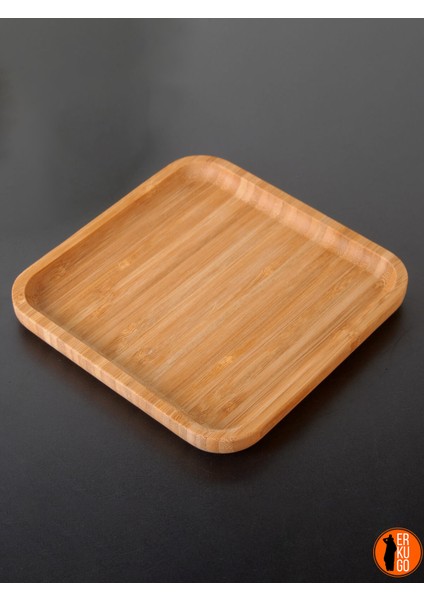 6 Adet Bambu Kare Servis Tabağı Sunum Seti 20 x 20 cm