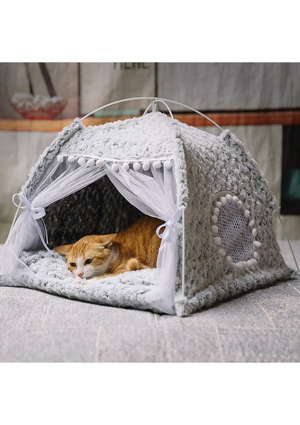 Çiçek Gri Xl 58 58 56 cm Kedi Köpek Kulübesi Pet Çadır Ev Yarı Kapalı Köpek Yatağı Tüm Mevsimler Evrensel Villa Yatak (Yurt Dışından) fırsatları