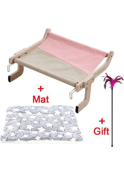 B-01-Greg Mat Pencere Yan Kedi Asılı Yatak Balkon Penceresi Kedi Hamak Masif Ahşap Kedi Asmak Yatak Pencere Çerçevesi Kediler Asılı Yuva Rulman 40 kg (Yurt Dışından)