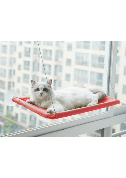 Kırmızı 20KG Kedi Yatağı Penceresi, Kedi Penceresi Hamak Penceresi Levrek, Güvenlik Kedi Rafları Büyük Kediler Için Yerden Tasarruflu Pencereye Monte Kedi Koltuğu (Yurt Dışından)