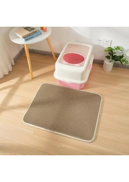 Bej 40X50CM Katlama Çift Katmanlı Pet Kedi Kumu Kutusu Mat Su Geçirmez Filtreler Pedleri Kaymaz Yatak Ev Temiz Yakalama Yavru Kedi Sandbox Cama Para Tutmak (Yurt Dışından)