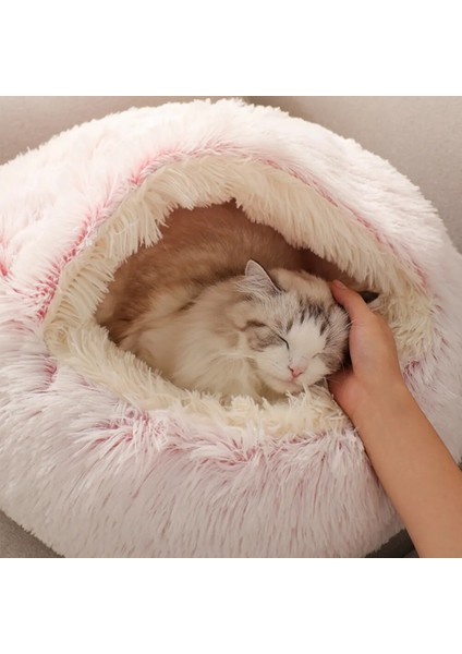 Kahve 50 cm Sıcak Köpek Kedi Yatak Yuvarlak Uzun Peluş Kedi Evi Mağara Pet Yavru Yastık Sepeti Uyku Matı Kediler Için Küçük Köpek Chihuahua Yuva (Yurt Dışından)