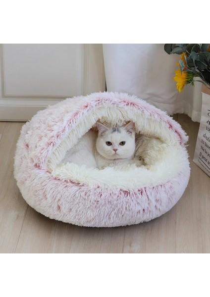 Kahve 50 cm Sıcak Köpek Kedi Yatak Yuvarlak Uzun Peluş Kedi Evi Mağara Pet Yavru Yastık Sepeti Uyku Matı Kediler Için Küçük Köpek Chihuahua Yuva (Yurt Dışından)