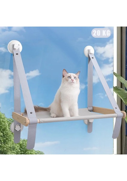 Gri Kedi Yatak Pencere Asılı Pet Kediler Hamak Ahşap Pet Yatak Yavru Tırmanma Çerçeve Güneşli Pencere Koltuk Yuva Rulman 20 kg Kedi Aksesuarları (Yurt Dışından)