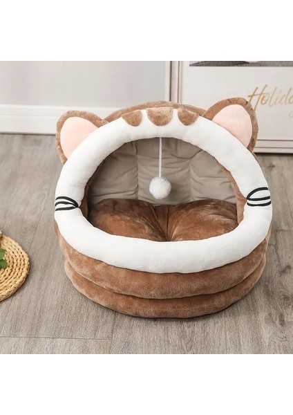 Kahve L Komik Kedi Yatak Evi Yumuşak Pet Çadır Kapalı Sıcak Kedi Mağarası Yıkanabilir Evcil Hayvan Sepeti Yastık Köpek Kulübesi Yavru Köpek Yuva Kediler Aksesuarları (Yurt Dışından)