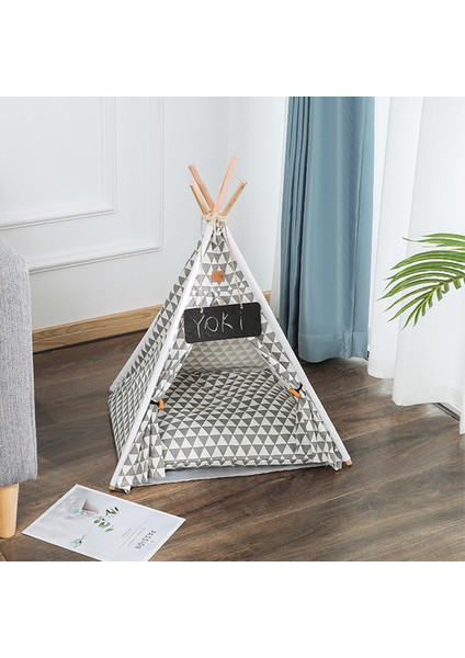 Gri Üçgen 60X50X48 cm 2022 Pet Çadır Ev Kedi Yatak Taşınabilir Çıkarılabilir Yıkanabilir Teepee Yavru Kedi Kapalı Açık Çadır Yastık ile Pet Kedi Malzemeleri (Yurt Dışından)