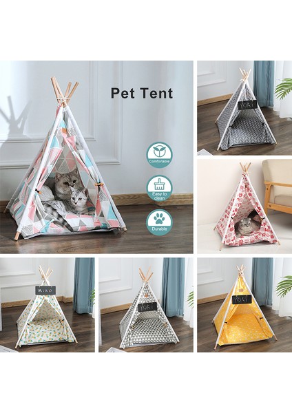 Gri Üçgen 60X50X48 cm 2022 Pet Çadır Ev Kedi Yatak Taşınabilir Çıkarılabilir Yıkanabilir Teepee Yavru Kedi Kapalı Açık Çadır Yastık ile Pet Kedi Malzemeleri (Yurt Dışından) indirimleri