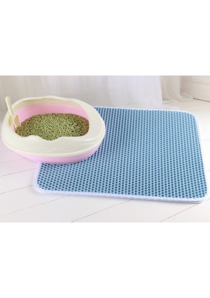 Mavi 45X60CM Çift Katmanlı Kaymaz Kum Kedi Pedi Pet Kedi Kumu Matı Tuvalet Deri Su Geçirmez Temiz Ped Kediler Için Ev Temiz Aksesuarları (Yurt Dışından)