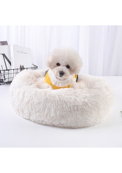 Kırık Beyaz 50CM Süper Kedi Yatağı Sıcak Uyuyan Kedi Yuvası Yumuşak Uzun Peluş En Iyi Pet Köpek Yatağı Süper Yumuşak Kedi Yatağı Köpek Kedi Ürün Aksesuarları Köpek Yatağı (Yurt Dışından)