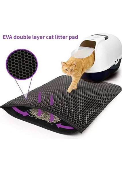 Mavi 55X75CM Katlama Çift Katmanlı Pet Kedi Kumu Kutusu Mat Su Geçirmez Filtreler Pedleri Kaymaz Yatak Ev Temiz Yakalama Yavru Kedi Sandbox Cama Para Tutmak (Yurt Dışından) fiyatları