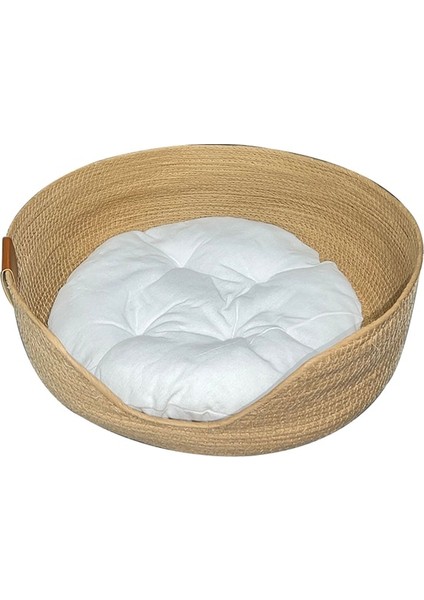 Mat ile 32X32 cm Hoopet Dört Mevsim Pet Yatak Köpek Kulübesi Kedi Yavrusu Köpek Yatakları Kanepe El Yapımı Bambu Dokuma Kedi Rahat Yuva Pet Aksesuarları (Yurt Dışından)