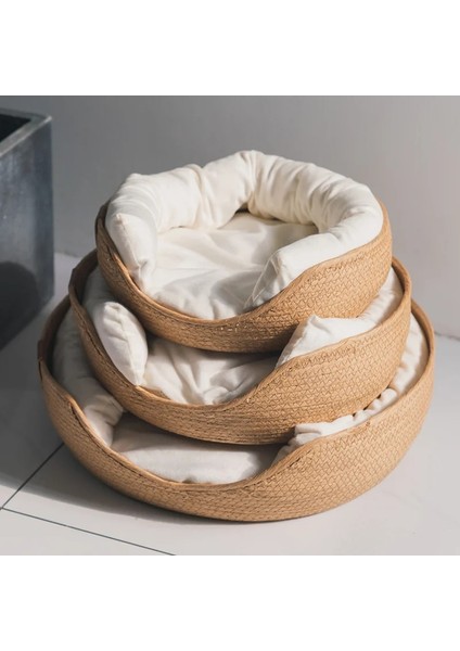 Mat ile 32X32 cm Hoopet Dört Mevsim Pet Yatak Köpek Kulübesi Kedi Yavrusu Köpek Yatakları Kanepe El Yapımı Bambu Dokuma Kedi Rahat Yuva Pet Aksesuarları (Yurt Dışından) modelleri