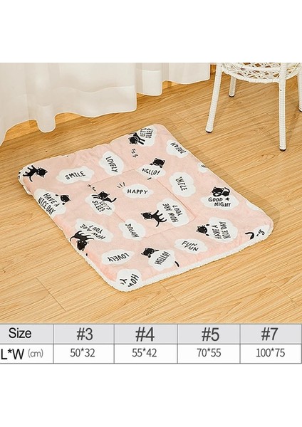 Pembe Kedi 7 Den Kullanılabilir Yatak Pet Kedi Yatağı Köpek Yatağı Kalınlaşmış Pet Yumuşak Polar Ped Battaniye Yatak Mat Yastık Ev Taşınabilir Yıkanabilir Halı (Yurt Dışından)