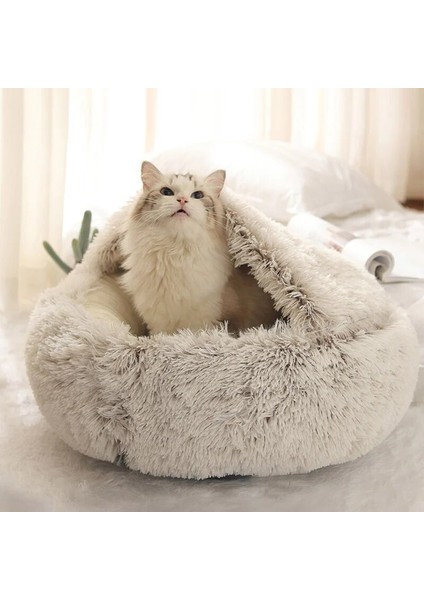 Gri 65X65 cm Kış Süper Sıcak Kedi Yatakları Kalın Peluş Kedi Evi Kapalı Uzun/kısa Tip Yuvarlak Pet Yuva Cama Gato Kumu Köpekler Için Yumuşak Mat (Yurt Dışından) fiyatları