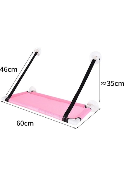 Pembe 46X60X35CM Kedi Hamak Pencere Yatak Pet Yaz Hamak Yatak Ev Yatak Oturma Odası Vantuz Duvar Asılı Pet Mesh Nefes Hamak Yatak (Yurt Dışından)