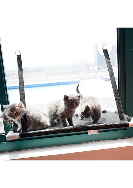 Pembe 46X60X35CM Kedi Hamak Pencere Yatak Pet Yaz Hamak Yatak Ev Yatak Oturma Odası Vantuz Duvar Asılı Pet Mesh Nefes Hamak Yatak (Yurt Dışından)