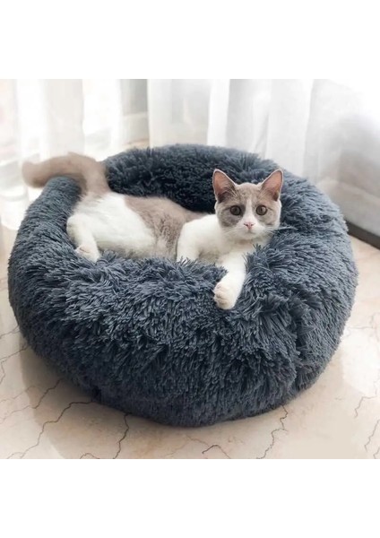Zencefil 90 cm Süper Yumuşak Pet Yatak Köpek Kulübesi Köpek Yuvarlak Kedi Kış Sıcak Uyku Tulumu Uzun Peluş Köpek Yastık Mat Taşınabilir Kedi Malzemeleri 46/50/60 cm (Yurt Dışından)