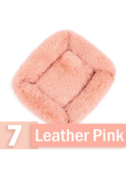 Deri Pembe S 43X35X20CM Kare Kedi Evi Kediler Için Yatak Köpek Mat Sıcak Uyku Kedi Yuvası Yastık Köpek Yavrusu Kanepe Köpekler Için Sepet Peluş Evcil Hayvan Aksesuarları Kış (Yurt Dışından)