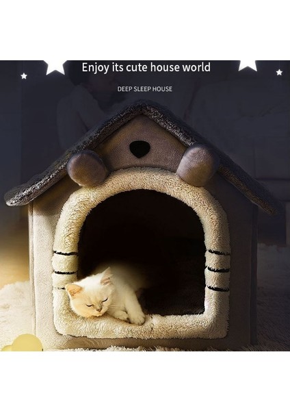 Kahverengi M (7 kg Içinde) Yumuşak Kedi Yatağı Derin Uyku Ev Köpek Kedi Kış Evi Çıkarılabilir Yastık Kapalı Pet Çadır Yavru Kedi Yavrusu Cama Gato Malzemeleri (Yurt Dışından) modelleri