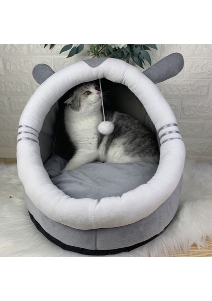 Gri Tavşan M (42X40X32CM) Kış Yumuşak Kedi Yatağı Evcil Hayvan Ürünleri Sevimli Kediler Evi Derin Uyku Konfor Kedi Yatağı Köpek Yıkanabilir Uyku Mağarası Kediler Yatakları (Yurt Dışından)