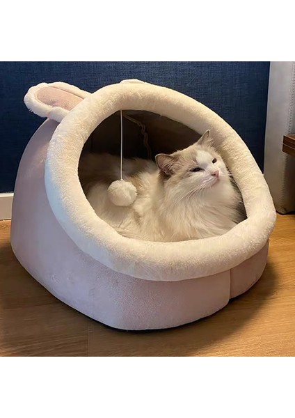 Gri Tavşan M (42X40X32CM) Kış Yumuşak Kedi Yatağı Evcil Hayvan Ürünleri Sevimli Kediler Evi Derin Uyku Konfor Kedi Yatağı Köpek Yıkanabilir Uyku Mağarası Kediler Yatakları (Yurt Dışından)