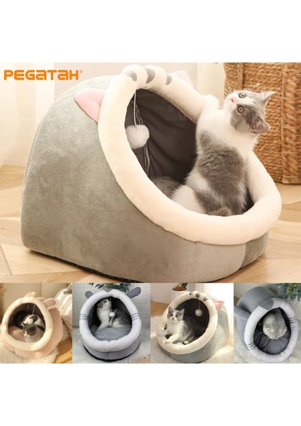 Gri Tavşan M (42X40X32CM) Kış Yumuşak Kedi Yatağı Evcil Hayvan Ürünleri Sevimli Kediler Evi Derin Uyku Konfor Kedi Yatağı Köpek Yıkanabilir Uyku Mağarası Kediler Yatakları (Yurt Dışından)