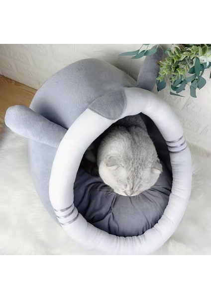 Gri Tavşan M (42X40X32CM) Kış Yumuşak Kedi Yatağı Evcil Hayvan Ürünleri Sevimli Kediler Evi Derin Uyku Konfor Kedi Yatağı Köpek Yıkanabilir Uyku Mağarası Kediler Yatakları (Yurt Dışından)