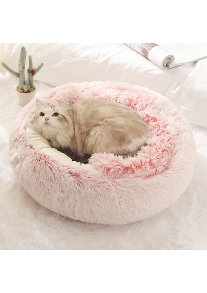 Kahve Peluş 40 cm Pet Köpek Kedi Yatak Yuvarlak Peluş Kedi Kendini Isınma Yatak Ev Yumuşak Uzun Peluş Yatak Küçük Köpek Kedi Yuvası Pet Uyku Mağarası Yastık (Yurt Dışından)