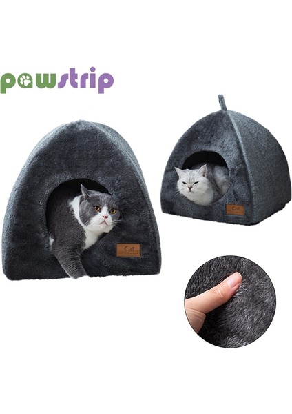 Gri M Kedi Yatak Sıcak Kalınlaşmak Pet House Yarım Kapalı Yumuşak Konfor Yavru Mağara Yavru Yuva Kaymaz Köpek Kedi Uyku Yastık Pet Malzemeleri (Yurt Dışından)