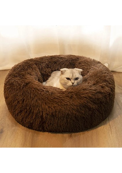 Yeşil 30 cm Yuvarlak Kedi Yatak Süper Yumuşak Uzun Peluş Köpek Kulübesi Mat Köpek Yuvarlak Yastık Taşınabilir Hayvan Uyku Malzemeleri Kediler Kış Sıcak Yatak (Yurt Dışından)