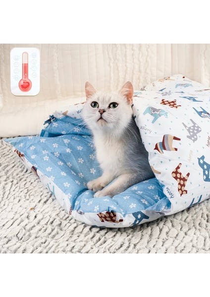 Star Xl 75X60 cm Japon Kedi Yatak Sıcak Kedi Uyku Tulumu Derin Uyku Mağarası Kış Çıkarılabilir Pet House Yatak Kediler Köpekler Için Yuva Yastık Yastık ile (Yurt Dışından) fiyatları
