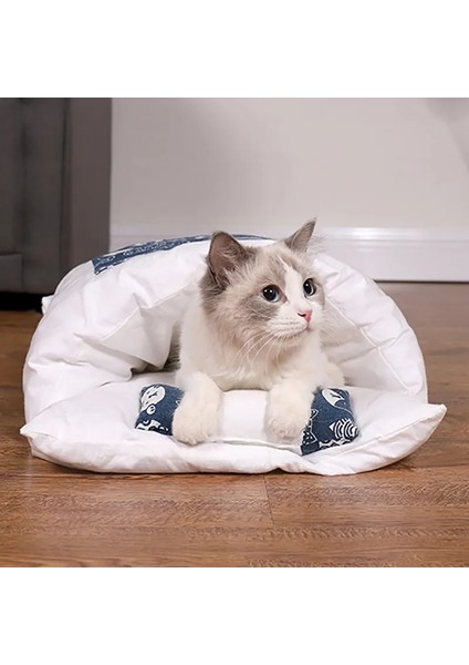 Star Xl 75X60 cm Japon Kedi Yatak Sıcak Kedi Uyku Tulumu Derin Uyku Mağarası Kış Çıkarılabilir Pet House Yatak Kediler Köpekler Için Yuva Yastık Yastık ile (Yurt Dışından) fırsatları