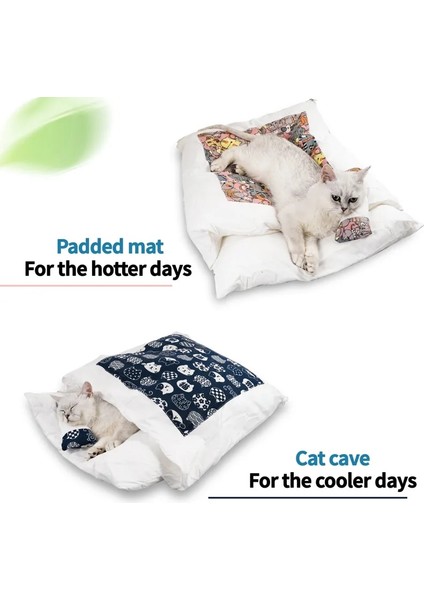 Star Xl 75X60 cm Japon Kedi Yatak Sıcak Kedi Uyku Tulumu Derin Uyku Mağarası Kış Çıkarılabilir Pet House Yatak Kediler Köpekler Için Yuva Yastık Yastık ile (Yurt Dışından) indirimleri