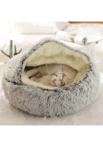 Yeşil Uzun Peluş 50 cm Kış Stil Yumuşak Pet Yatak Yuvarlak Donut Peluş Sıcak Ev Yumuşak Uzun Peluş Yatak Kedi Yuvası Çanta 2 In 1 Kediler Kanepe Için Ürünler (Yurt Dışından)
