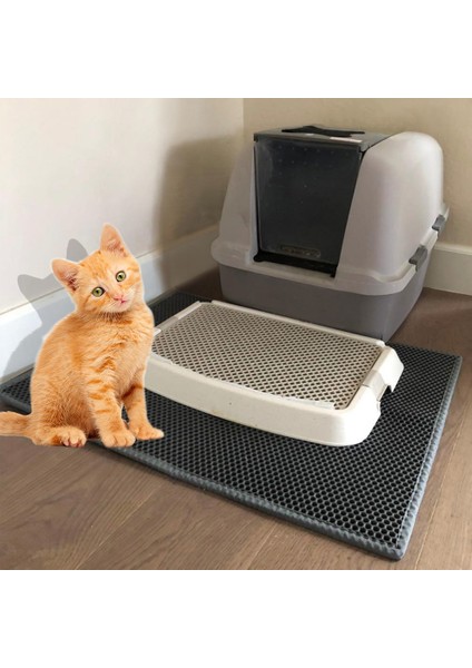 Siyah 45X60 cm Kedi Kumu Tepsisi Mat Su Geçirmez Eva Çift Katmanlı Kedi Kendini Temizleyen Sandbox Ped Kaymaz Pet Çöp Kutusu Mat Kedi Tuvaleti (Yurt Dışından)