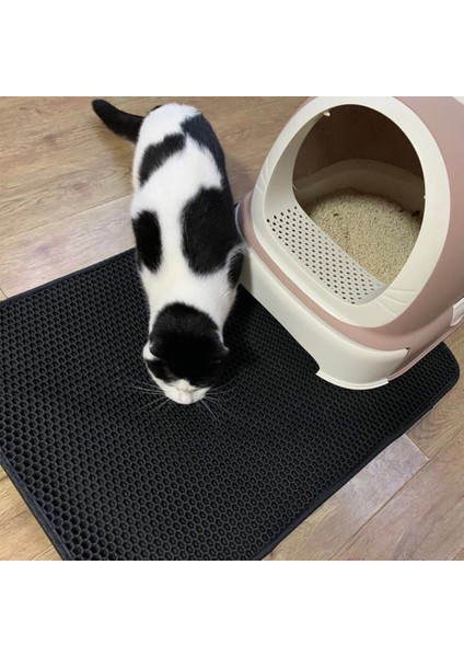 Siyah 45X60 cm Kedi Kumu Tepsisi Mat Su Geçirmez Eva Çift Katmanlı Kedi Kendini Temizleyen Sandbox Ped Kaymaz Pet Çöp Kutusu Mat Kedi Tuvaleti (Yurt Dışından)
