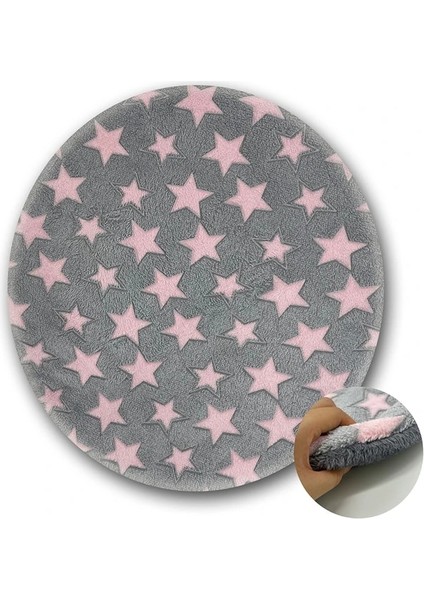 Pembe Yıldız Çapı 58-60CM Yumuşak Peluş Pet Kedi Uyku Mat Kış Sıcak Yıkanabilir Yuvarlak Battaniye Köpek Kulübesi Yavru Yuva Ev Seyahat Yatağı Yastık Aksesuarları (Yurt Dışından)
