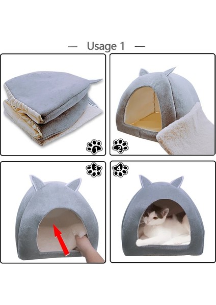 Kahverengi XL48CM 48CM 52CM Dropshipping 2'si 1 Arada Kedi Yatak Mağarası Kapalı Katlanabilir Sıcak Yavru Kedi Evi Küçük Köpek Yuva Kulübesi Pet Uyku Mats Topu ile (Yurt Dışından)