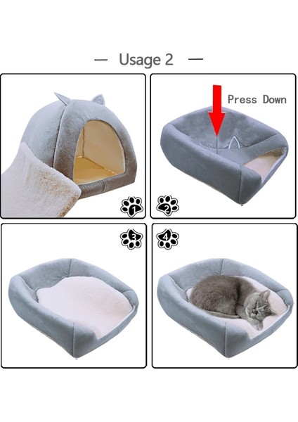 Kahverengi XL48CM 48CM 52CM Dropshipping 2'si 1 Arada Kedi Yatak Mağarası Kapalı Katlanabilir Sıcak Yavru Kedi Evi Küçük Köpek Yuva Kulübesi Pet Uyku Mats Topu ile (Yurt Dışından)