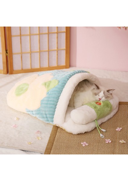 Pembe Japon Kedi Yatak Sıcak Uyku Tulumu Derin Mağara Kış Çıkarılabilir Pet House Köpekler Yuva Yastık Yastık ile (Yurt Dışından)