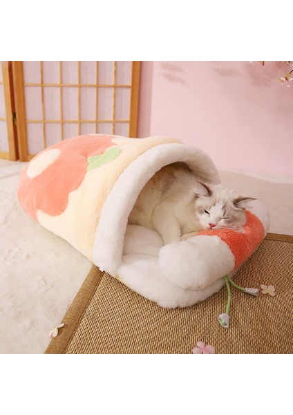 Pembe Japon Kedi Yatak Sıcak Uyku Tulumu Derin Mağara Kış Çıkarılabilir Pet House Köpekler Yuva Yastık Yastık ile (Yurt Dışından)