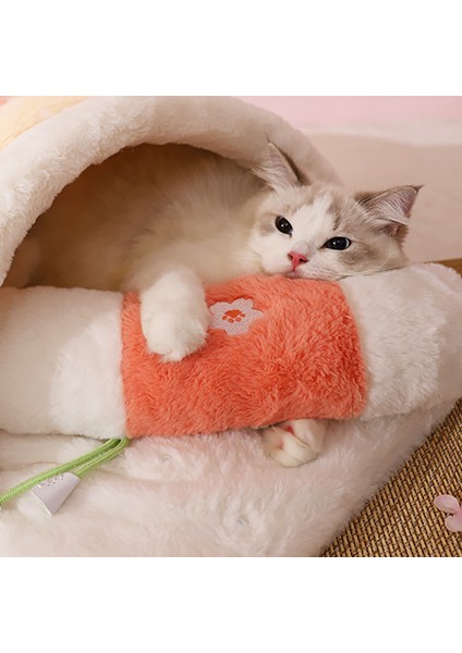 Pembe Japon Kedi Yatak Sıcak Uyku Tulumu Derin Mağara Kış Çıkarılabilir Pet House Köpekler Yuva Yastık Yastık ile (Yurt Dışından)