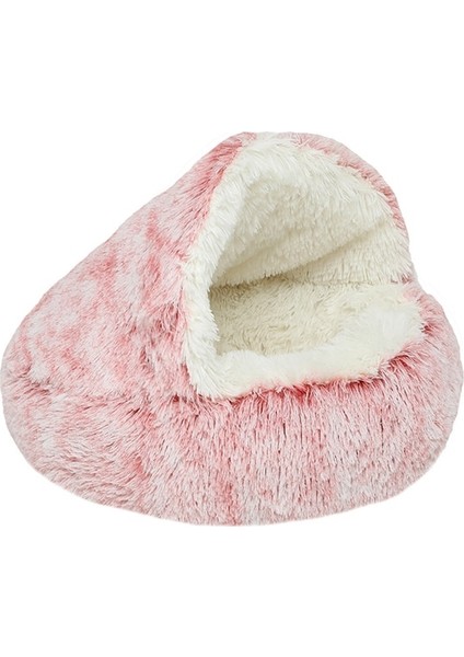 Pembe Uzun Peluş 40CM 2 In 1pet Köpek Kedi Yatak Yuvarlak Peluş Kedi Sıcak Yatak Evi Küçük Köpekler Kediler Için Yumuşak Uzun Peluş Yatak Yuva Çörek Isınma Uyku Yatağı (Yurt Dışından)