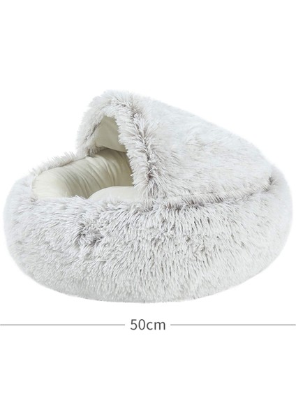 Pembe Uzun Peluş 40CM 2 In 1pet Köpek Kedi Yatak Yuvarlak Peluş Kedi Sıcak Yatak Evi Küçük Köpekler Kediler Için Yumuşak Uzun Peluş Yatak Yuva Çörek Isınma Uyku Yatağı (Yurt Dışından)