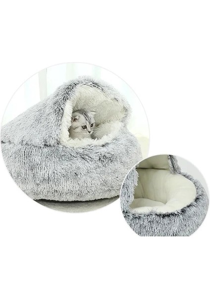 Pembe Uzun Peluş 40CM 2 In 1pet Köpek Kedi Yatak Yuvarlak Peluş Kedi Sıcak Yatak Evi Küçük Köpekler Kediler Için Yumuşak Uzun Peluş Yatak Yuva Çörek Isınma Uyku Yatağı (Yurt Dışından)