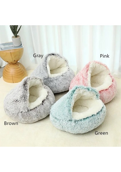 Pembe Uzun Peluş 40CM 2 In 1pet Köpek Kedi Yatak Yuvarlak Peluş Kedi Sıcak Yatak Evi Küçük Köpekler Kediler Için Yumuşak Uzun Peluş Yatak Yuva Çörek Isınma Uyku Yatağı (Yurt Dışından)