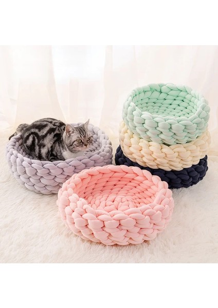 Beyaz 55 cm (1.5 Kg) Örgü Pamuk Yumuşak Köpekler Kediler Yatak Paspasları Büyük Sıcak Köpek Kulübesi Pet Mat Köpek Yastık Ev Evcil Hayvan Kulübesi Pet Köpek Kedi El Dokuması Yatak (Yurt Dışından) fiyatları